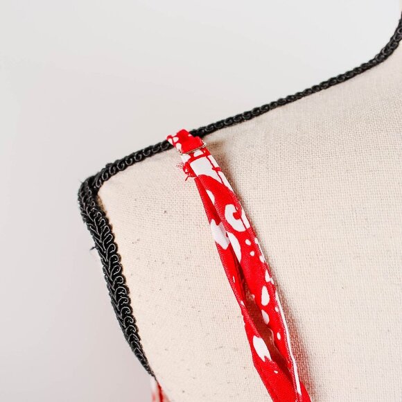 TECREW Women's Boho Red Floral V Neck Spaghetti Straps Tank Top Bandana Large - Picture 5 of 9